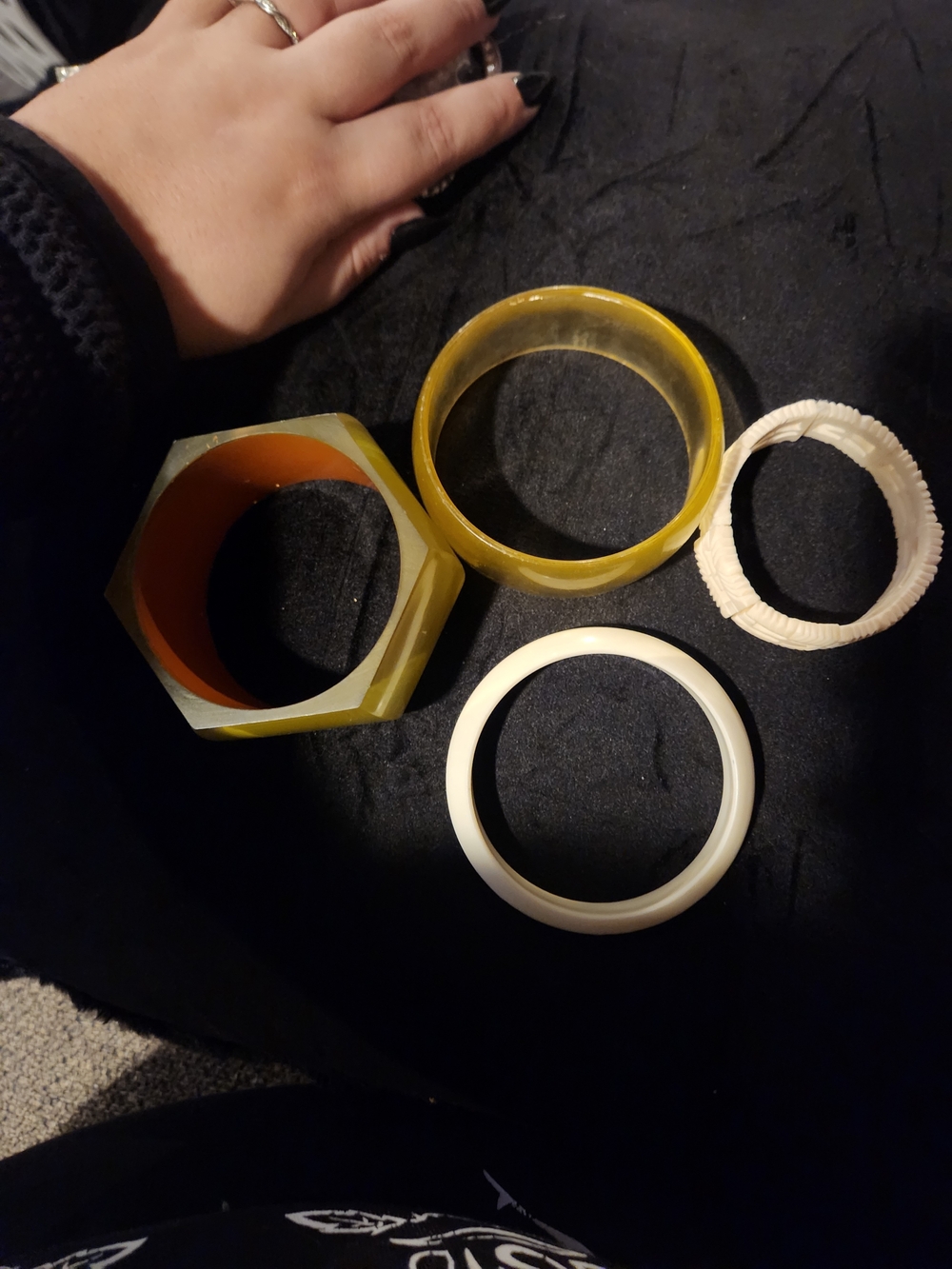 Womens Yellow and White Resin Bangle Set